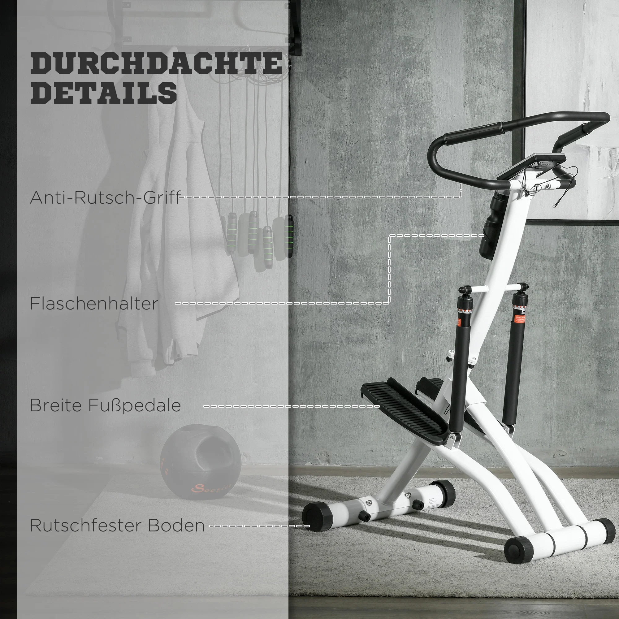 SPORTNOW Stepper mit Handgriff 12 Widerstandsstufen Monitor-Anzeige