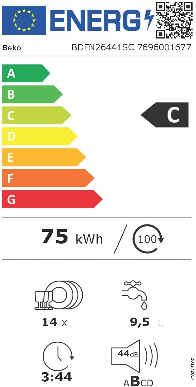 Beko BDFN26420W b300 freistehender Geschirrspüler, unterbaufhig, Platz für 14 Magedecke, Pro Inverter Motor, TrayWash, HygieneIntense, 6 Programme, WaterSafe+, Wei