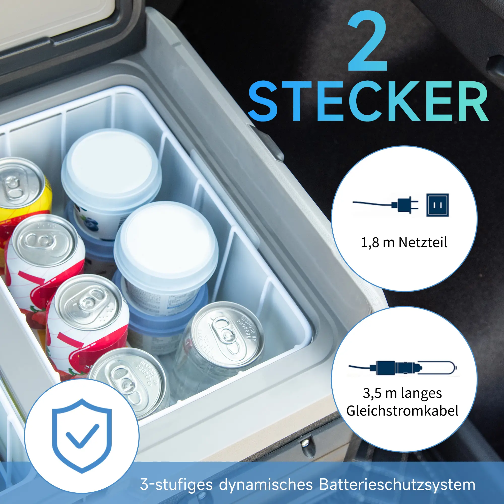 Outsunny Auto-Kühlschrank Kompressor LCD-Panel Batterieschutz Weiß