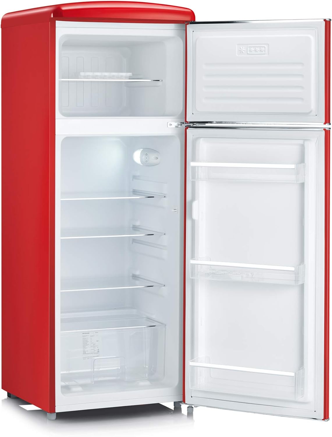 SEVERIN Retro - Kühl-/ Gefrierkombination, platzsparendes Raumwunder, 4 x höhenverstellbare Abstellflächen und eine große Veggiebox, 206 L Nutzinhalt, creme, RKG 8933