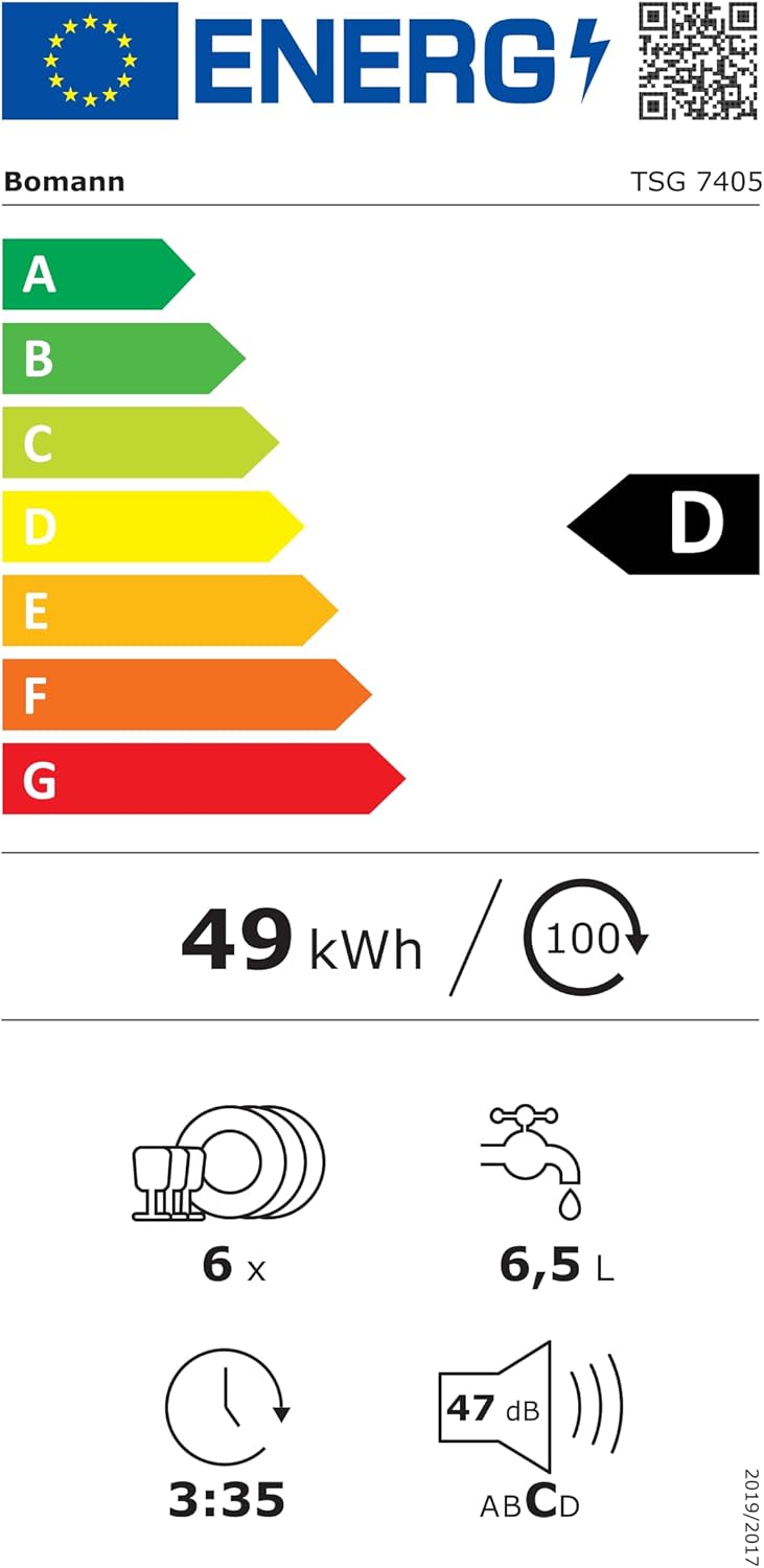 Bomann Mini Geschirrspüler mit Wasseranschluss | inkl. Schlauch | Tisch Geschirrspüler leise | Mini Spülmaschine für kleine Küchen/Camping | Spülmaschine klein m. Überlaufsicherung | TSG 7405 schwarz