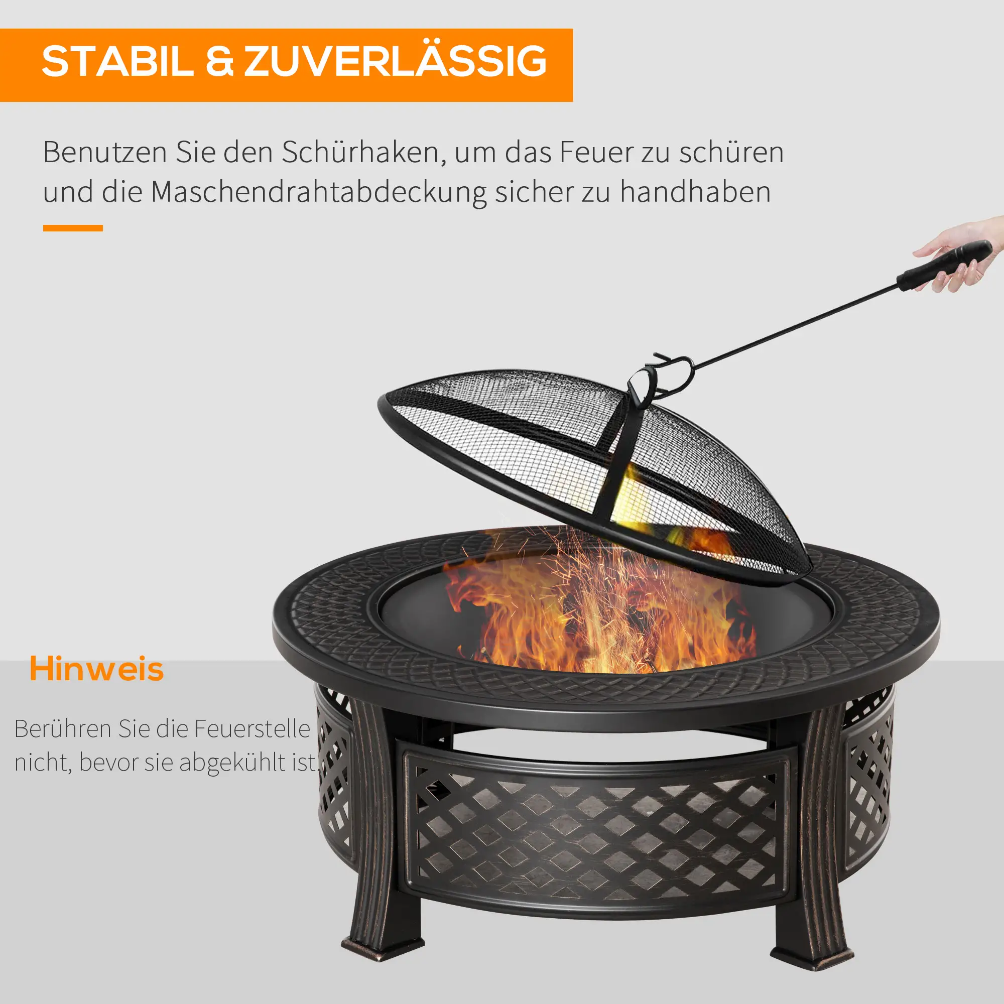 Outsunny Feuerschale BBQ-Grill 2-in-1 Bronzeoptik