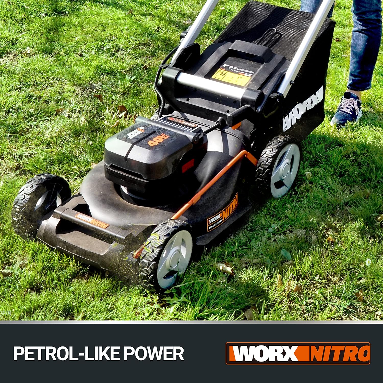 Worx Nitro 34 cm Akku-Rasenmher, Elektrischer Rasenmher, WG779E, 40 V PowerShare PRO 2 STK. 2,5 Ah Akku (Akkus & Ladegert inklusive)
