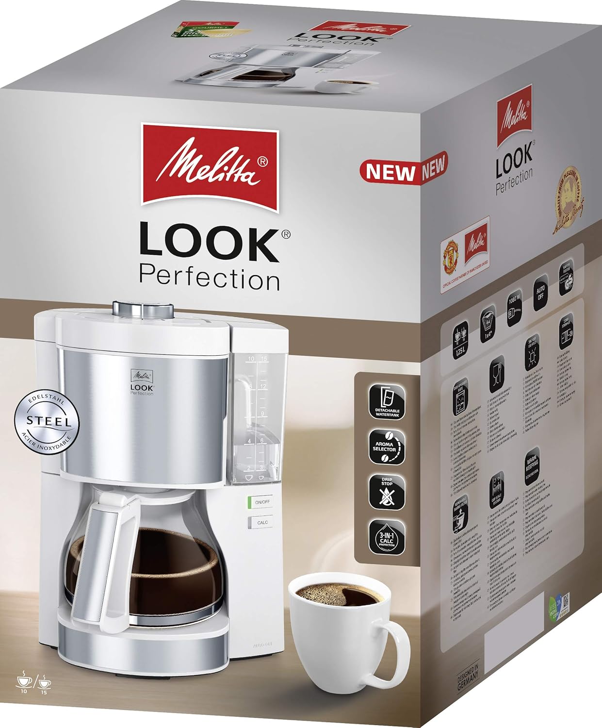 Melitta Look Perfection - Filterkaffeemaschine - mit Thermokanne - Tropfstopp - 10 Tassen - Schwarz (1025-16)