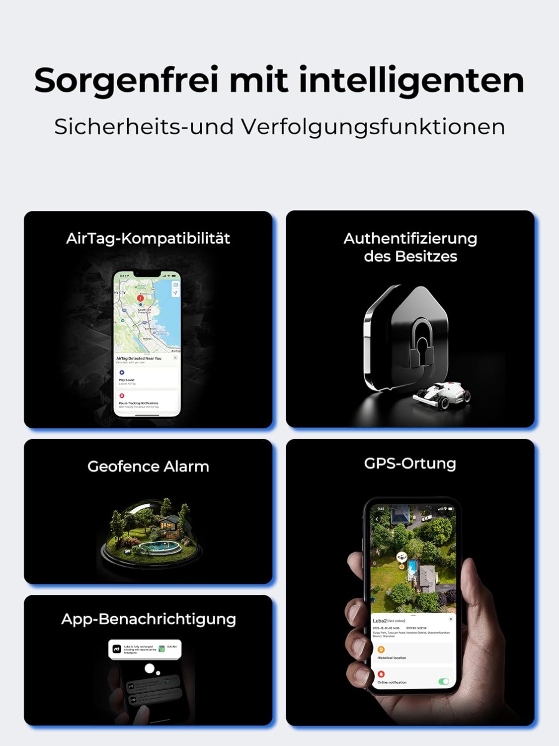 MAMMOTION LUBA 2 AWD 3000X Mähroboter ohne Begrenzungskabel, NetRTK+Vision, Keine RTK-Antenne erforderlich, Auto-Kartierung, Empf. 3000m², Max. 3600m², mit 4G-Modul, 80% Steigung