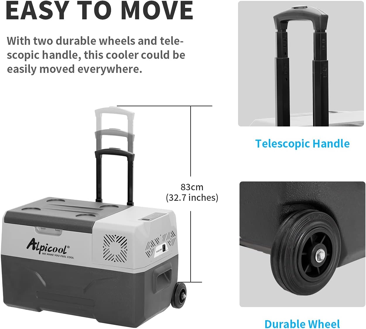 Alpicool CF55 55 Liter Kühlbox 12V tragbarer Mini-Kühlschrank elektrische Gefrierbox klein Gefrierschrank für Auto Camping, LKW, Boot und Steckdose mit USB-Anschluss, -20℃ bis 20℃
