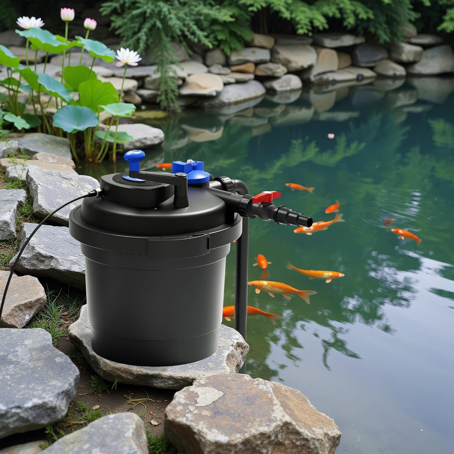 SunSun CPF-15000 Druckteichfilter 10.000 l/h / 18 W UVC Einheit, Teichdruckfilter für Teiche bis 30.000 Liter, Teichklärer, Filteranlage