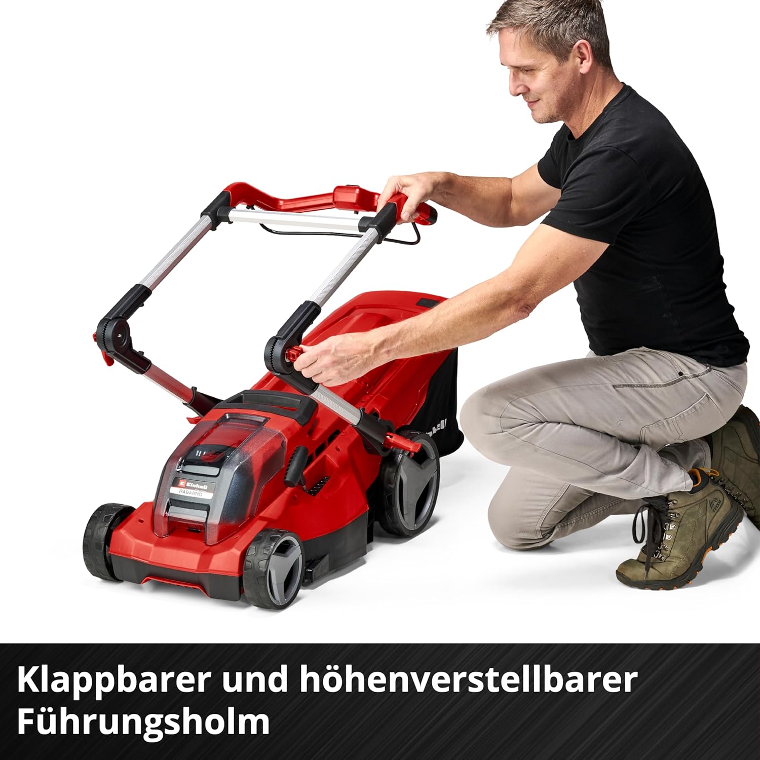 Einhell Akku-Rasenmäher RASARRO 36/42 Kit Power X-Change (36V, 42 cm Schnittbreite, bis 725 m², Brushless, 50L Fangkorb, Mulchfunktion, inkl. 2x 5,2Ah + 1x Twincharger)