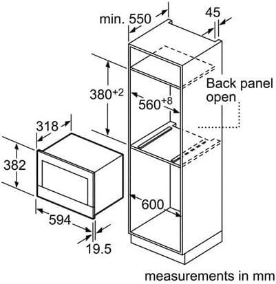 Bosch BFL634GB1 Serie 8 Einbau-Mikrowelle, 38 x 60 cm, 900 W, Türanschlag Links, AutoPilot 7 7 Automatikprogramme, Reinigungsunterstützung, TFT-Touchdisplay, LED-Beleuchtung gleichmäßige Ausleuchtung