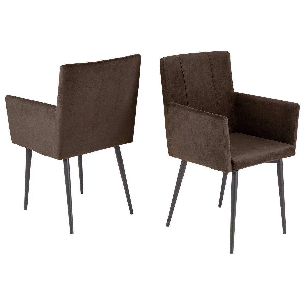 Reality Stuhl Monaco 2er Set, mit Armlehnen in attraktivem Samtstoff (dunkelbraun) - B-Ware neuwertig