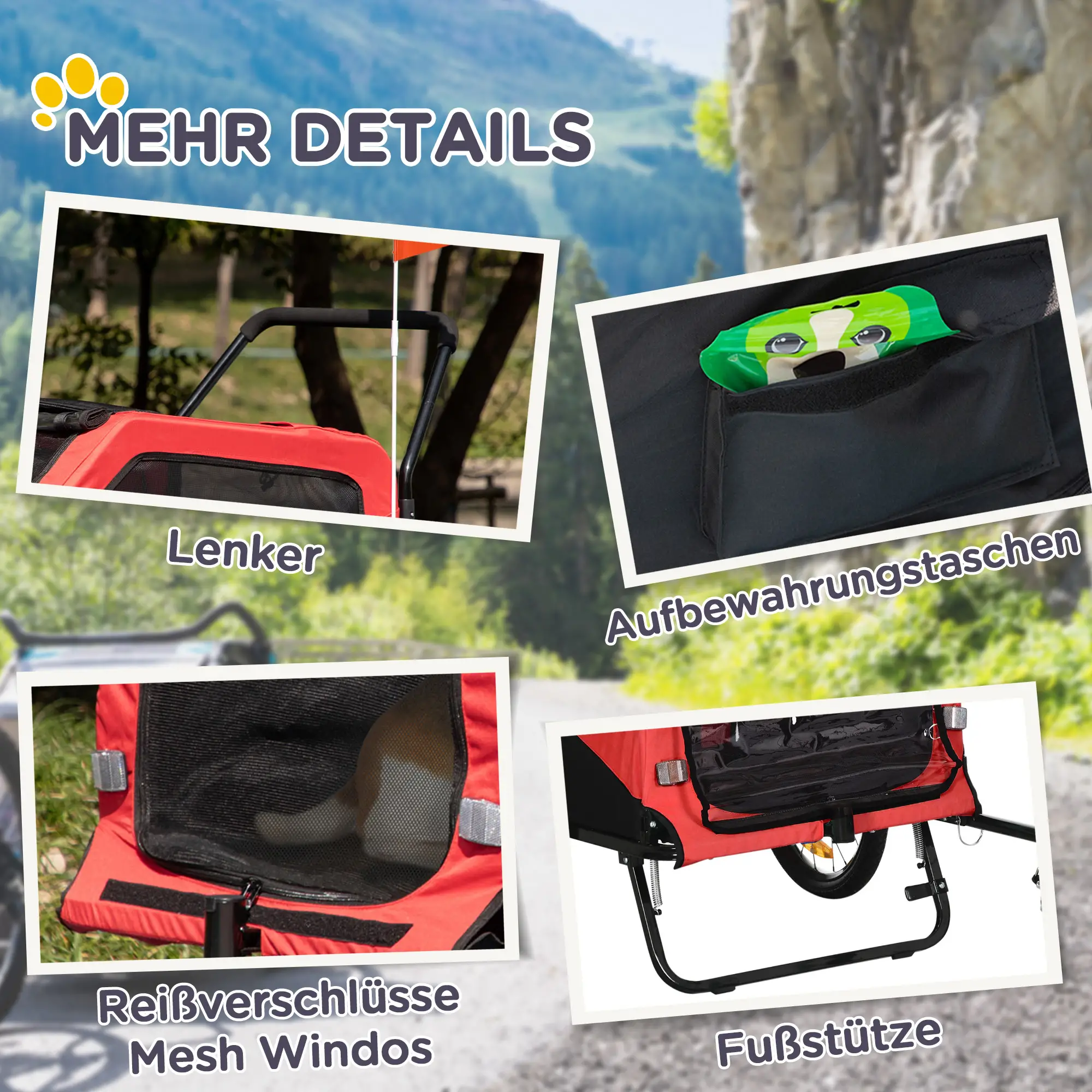 HOMCOM Hundebett 30 kg, rot, robust & bequem für große Hunde