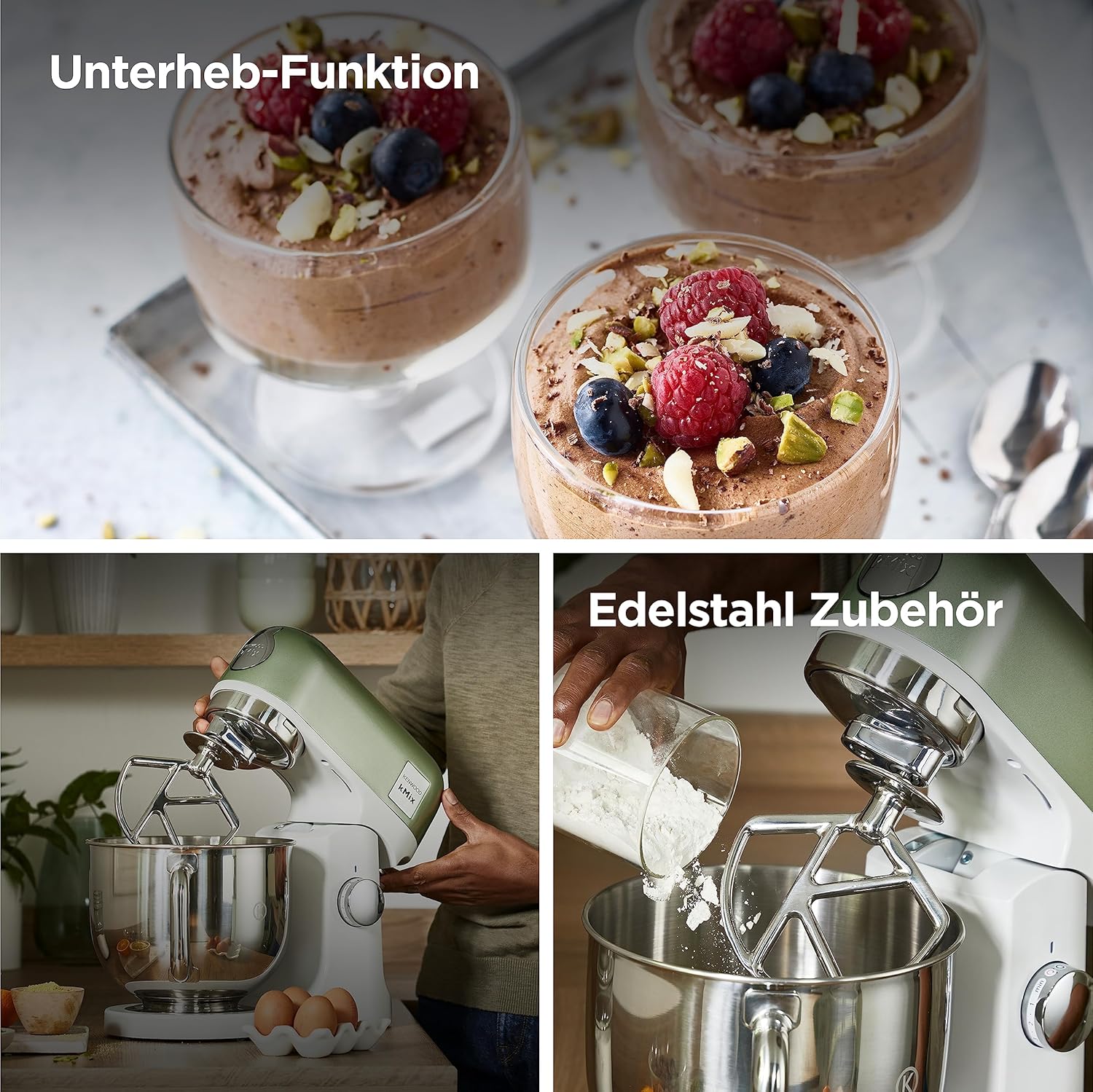 Kenwood kMix KMX750RD Küchenmaschine, 5 l Edelstahl Schüssel, Safe-Use-Sicherheitssystem, Metallgehuse, 1000 Watt, inkl. 3-Teiligem Patisserie-Set und Spritzschutz, Rot