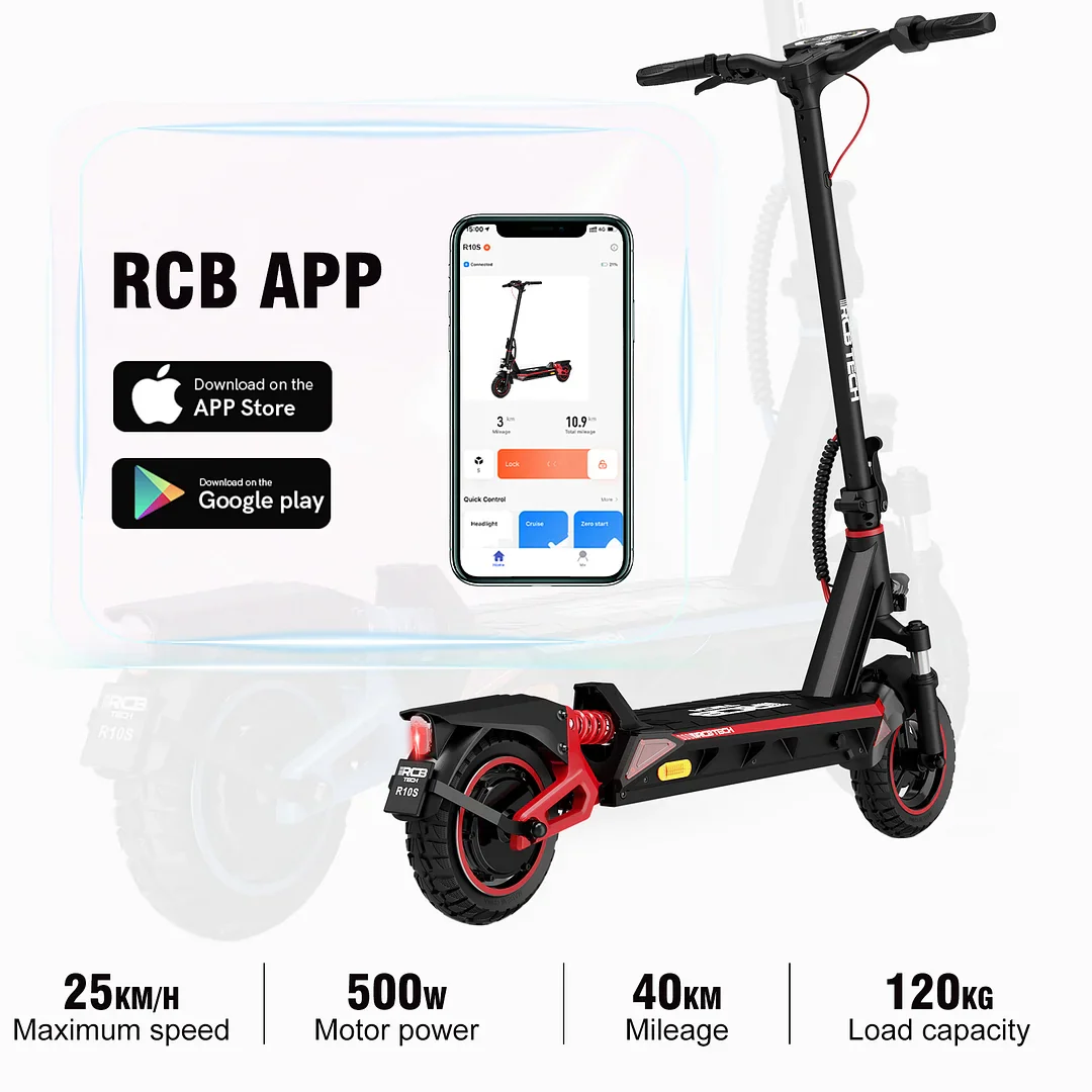 RCBTECH R10S Electric Scooter – 16.8Ah, 500W, APP-Integration
