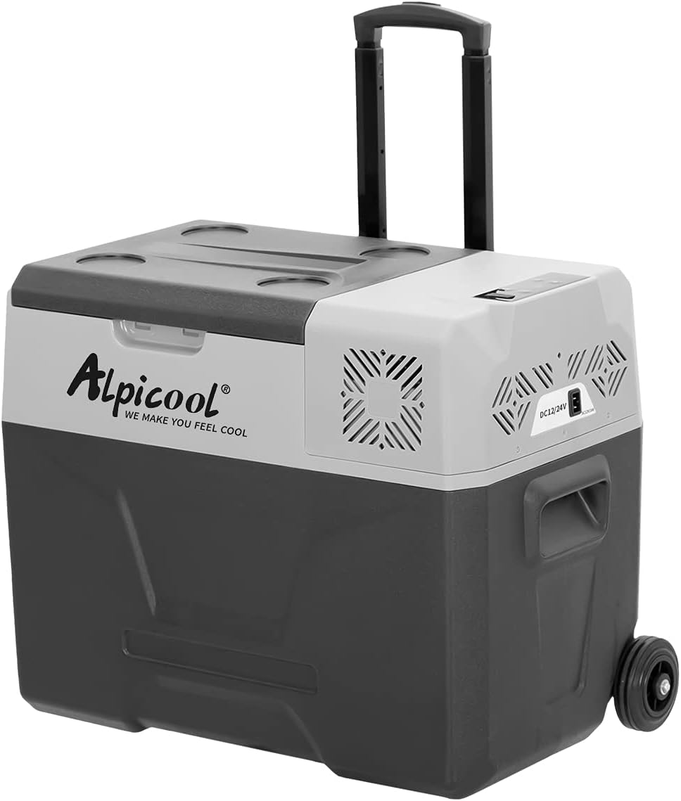 Alpicool CF55 55 Liter Kühlbox 12V tragbarer Mini-Kühlschrank elektrische Gefrierbox klein Gefrierschrank für Auto Camping, LKW, Boot und Steckdose mit USB-Anschluss, -20℃ bis 20℃