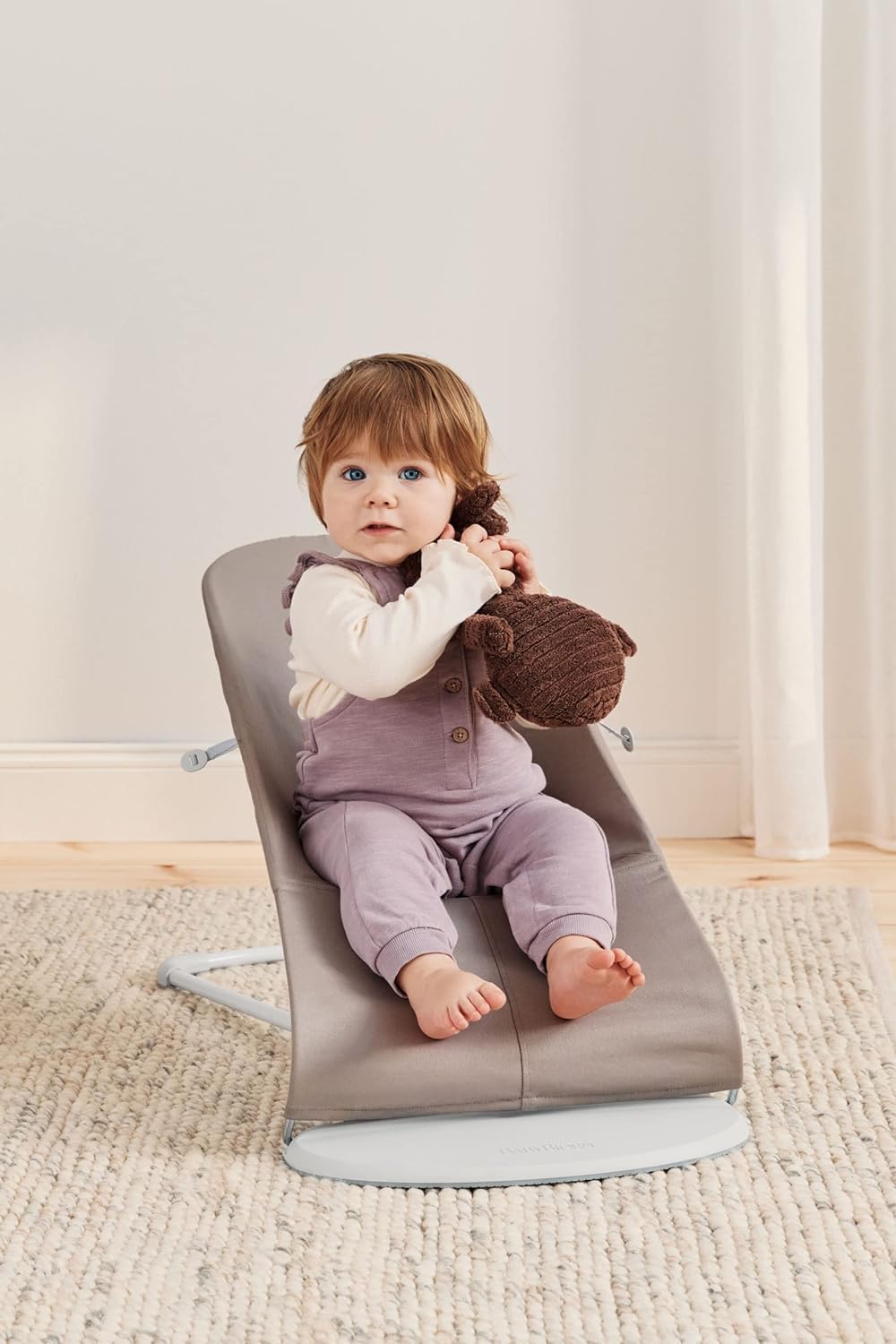 BabyBjörn Babywippe Bliss, Gewebt, Blütenblatt-Steppung, Sandgrau