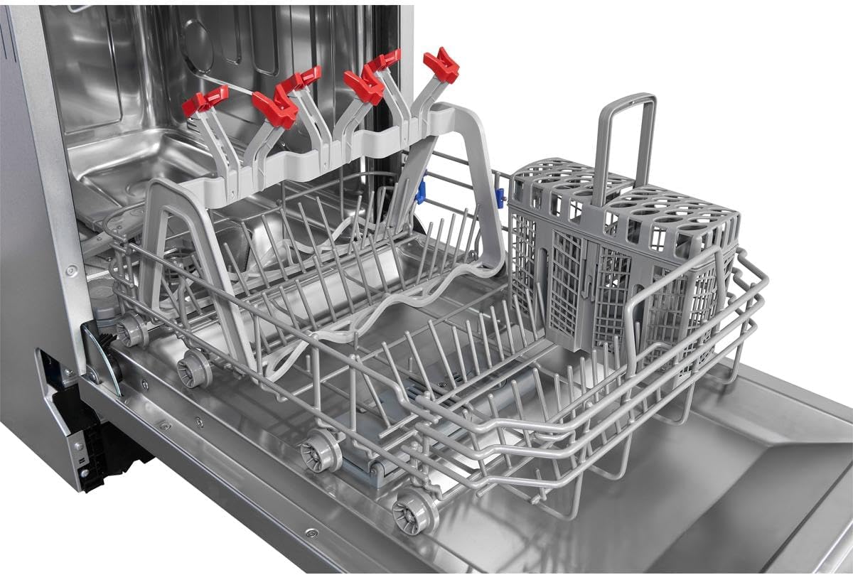 Exquisit Geschirrspüler, Spülmaschine, 45 cm Breite, Teilintegriert, 9 Maßgedecke, 9 Liter, Startzeitvorwahl, ECO-Modus, Geschirrspüler 45 cm, EGSP51009-EB-030E inox