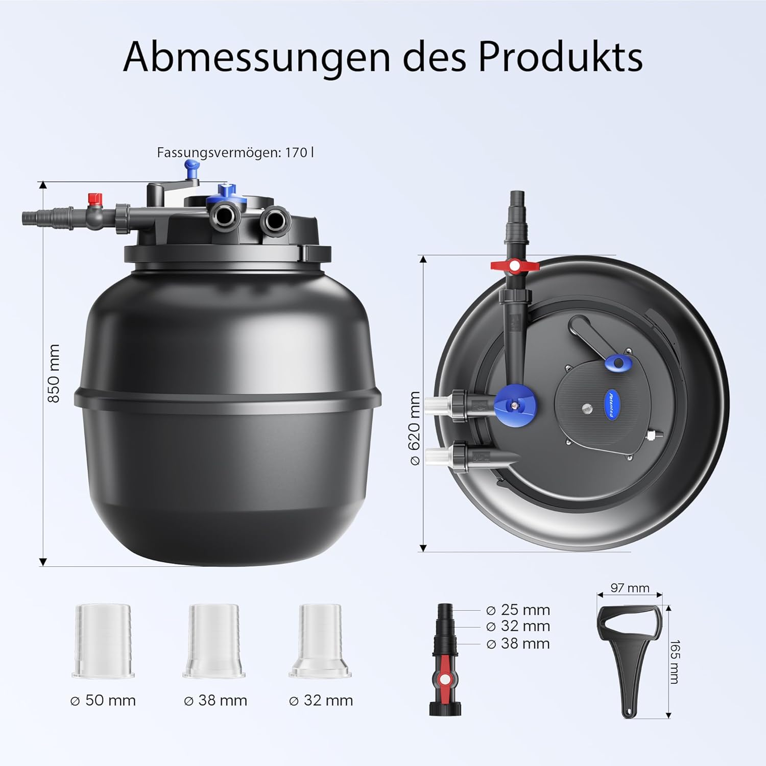 SunSun CPF-15000 Druckteichfilter 10.000 l/h / 18 W UVC Einheit, Teichdruckfilter für Teiche bis 30.000 Liter, Teichklärer, Filteranlage