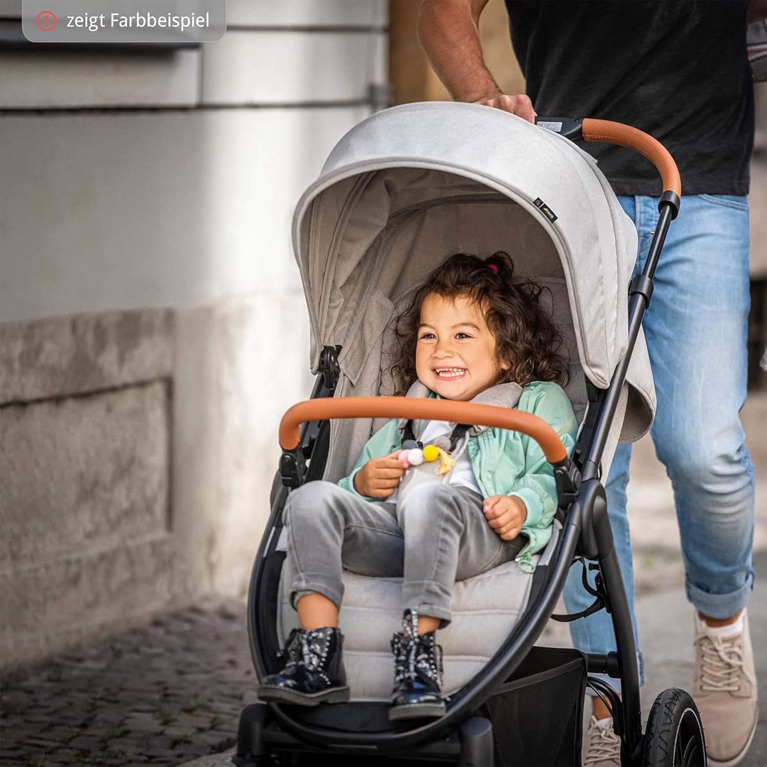 Hauck Uptown Kinderwagen Melange Rose – Kinderwagen für jedes Gelände, extra großer Sitz, flache Liegeposition, Gummiräder, Federung, kompakt und einfach zusammenklappbar, mit Regenschutz