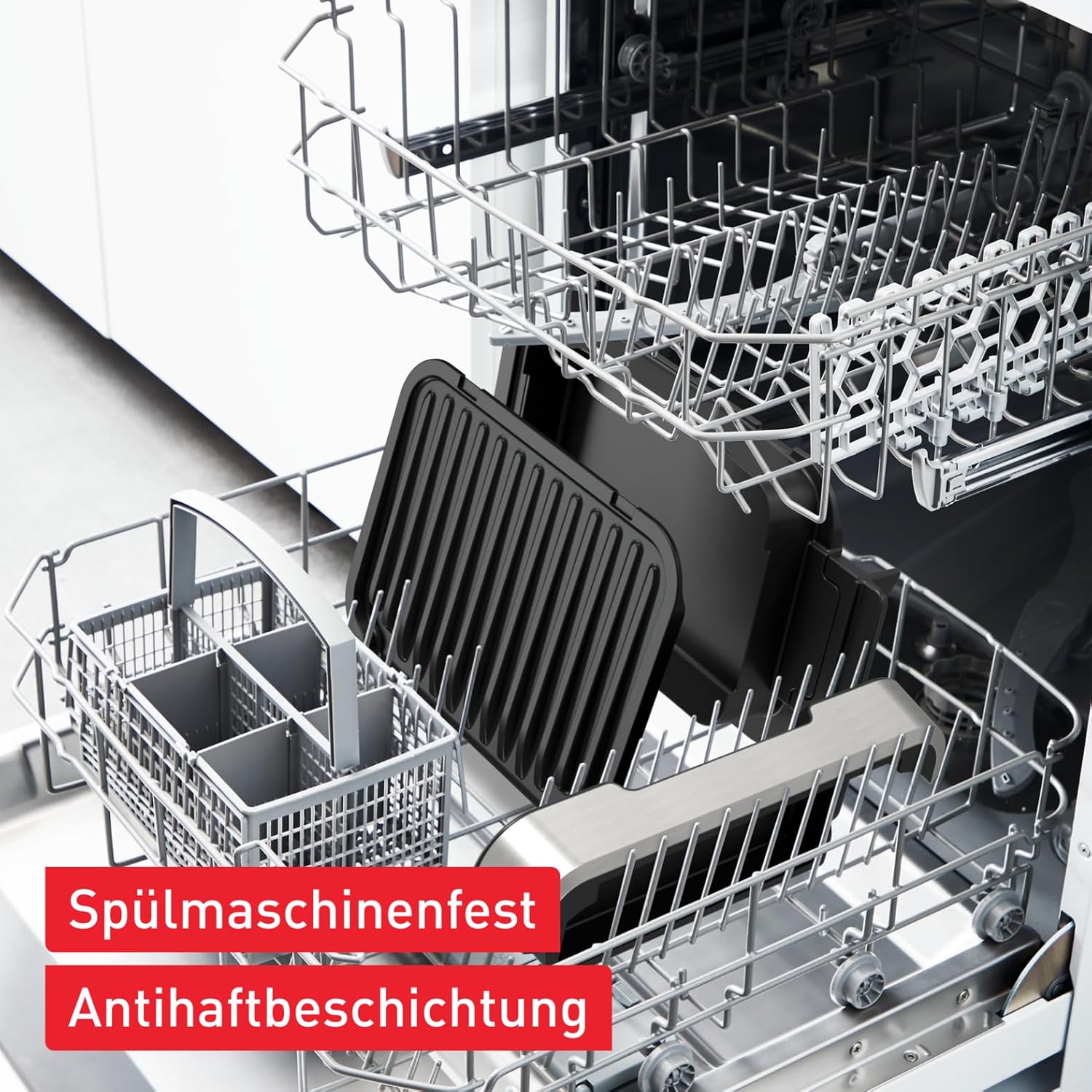 Tefal OptiGrill 4in1 Kontaktgrill mit Backschale, Aufklappbar, Tischgrill, 9 Programme, Garstufenanzeige, Elektrogrill, Backofen, GC776D10