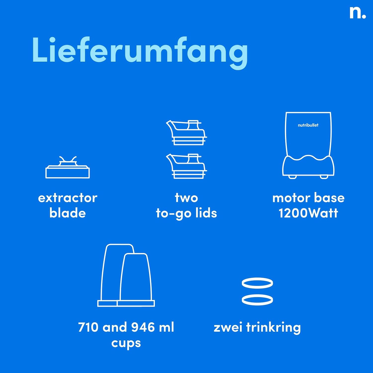 Nutribullet Pro 1200, Elektrischer Mixer, Zerkleinerer, Smoothie Mixer, Multifunktionsmixer, 1200w Leistung, 700ml und 900ml Glser, schwarz, NB120MB