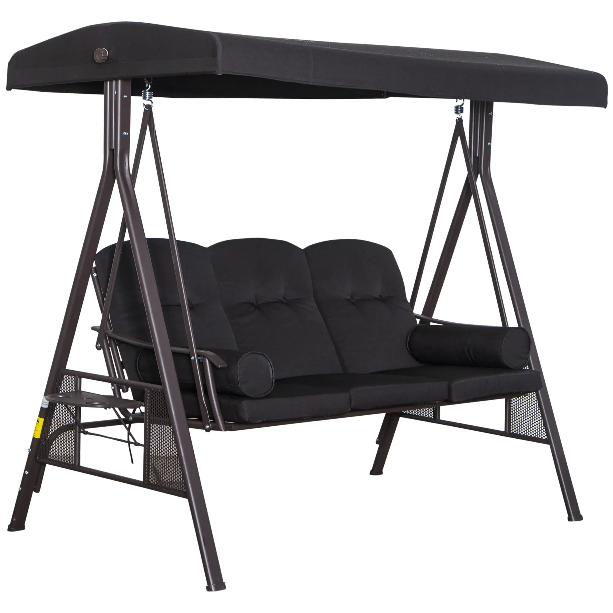 Outsunny 3-Sitzer Hollywoodschaukel mit Sonnendach & Kissen – Schwarz