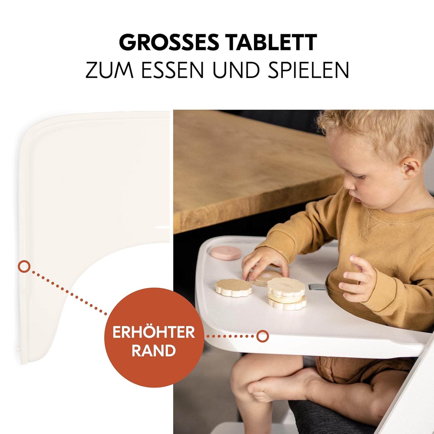 hauck Hochstuhl Beta+ Newborn Set Premium Dark Grey - Babyhochstuhl Set ab Geburt mit Neugeborenen Aufsatz Bouncer, Sitzpolster und Essbrett - Dark Grey