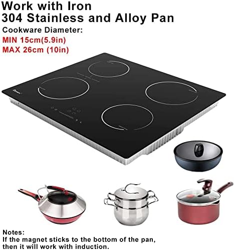 GIONIEN Induktionskochfeld mit Stecker 60cm 16Amp,Integriertes Elektrokochfeld Plug in mit Brückenzone, 4 Kochstellen Herd,2800W,GITS470SPVDE