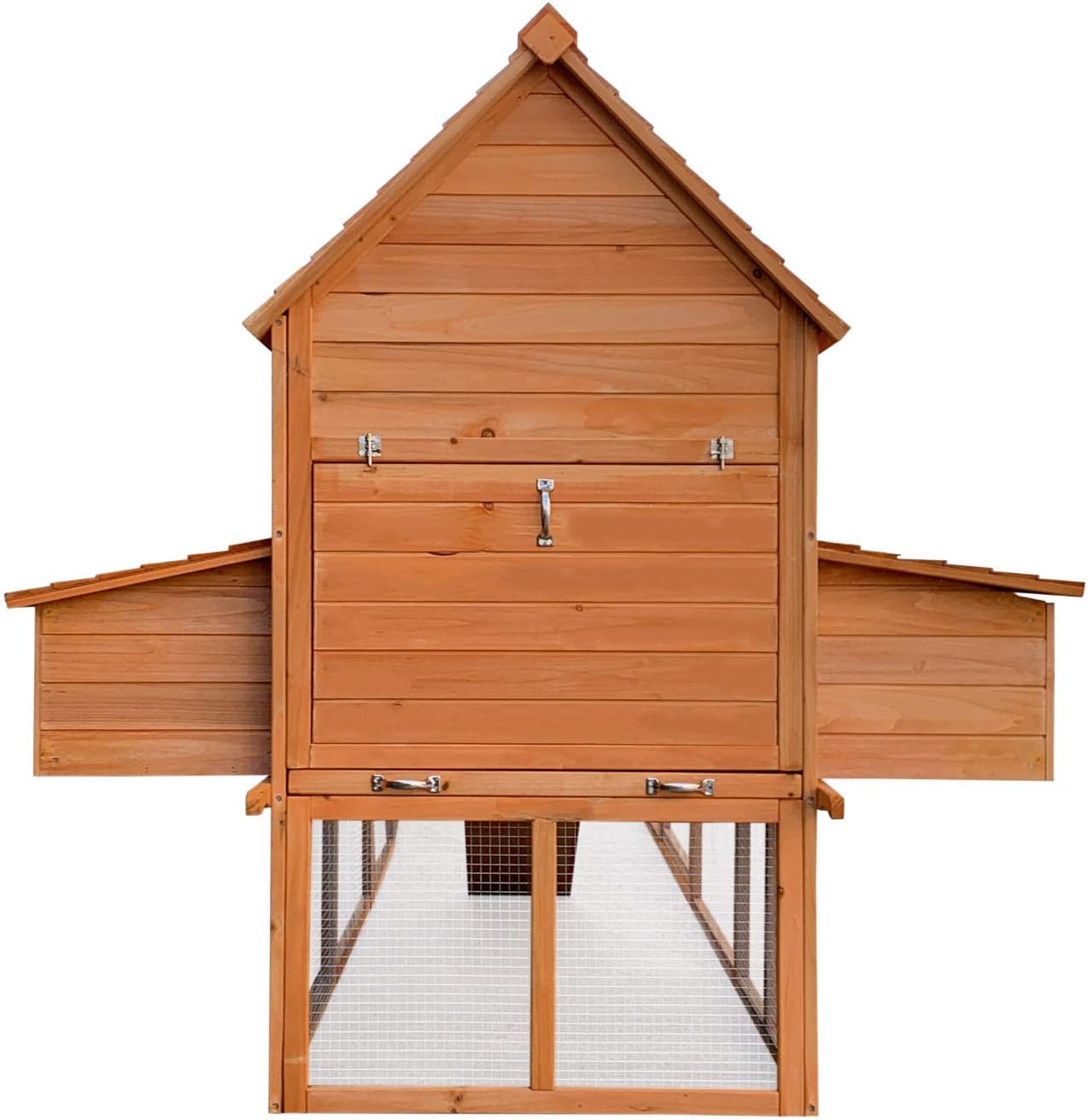 Wiltec Hühnerstall 3100 x 1500 x 1500 mm braun mit Freilauf und Nistkästen aus Holz, Hühnerhaus mit Unterschlupf, Gitter und Kotwanne verzinkt