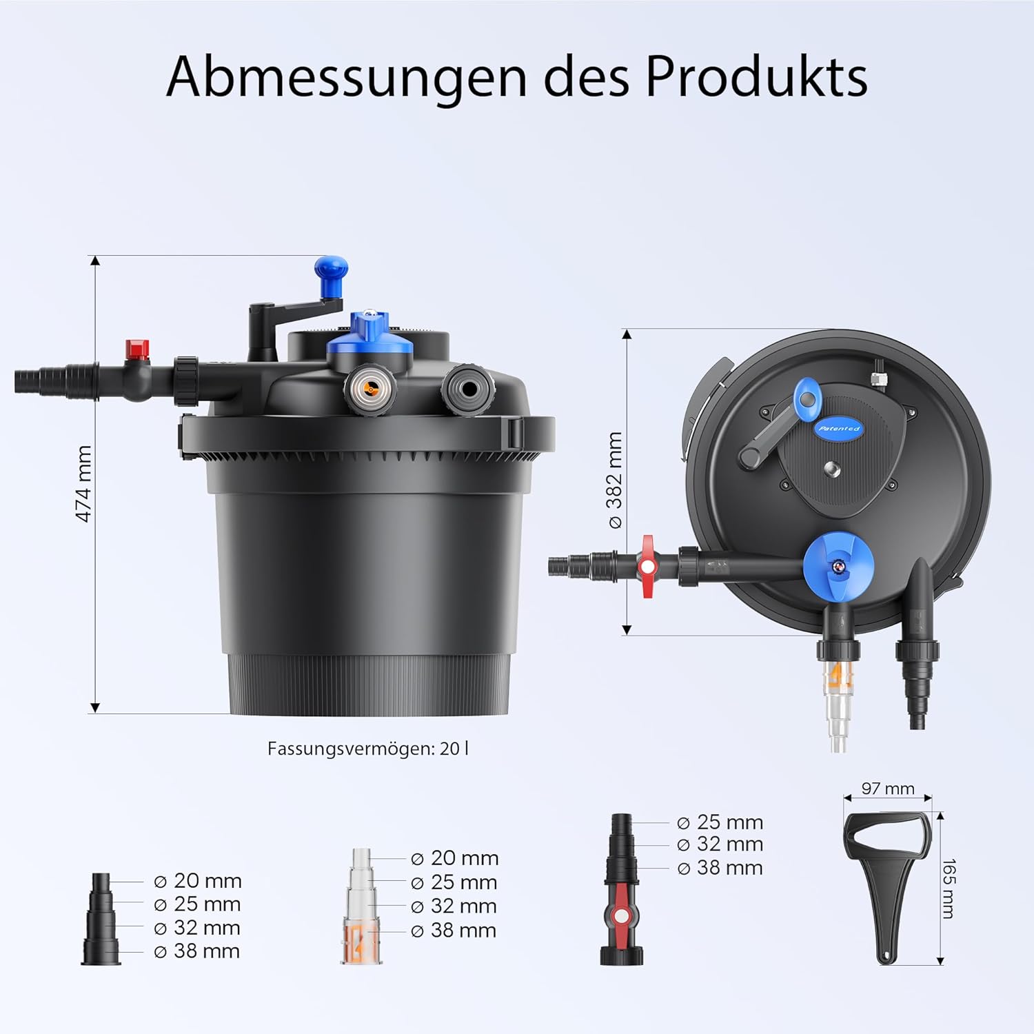 SunSun CPF-15000 Druckteichfilter 10.000 l/h / 18 W UVC Einheit, Teichdruckfilter für Teiche bis 30.000 Liter, Teichklärer, Filteranlage