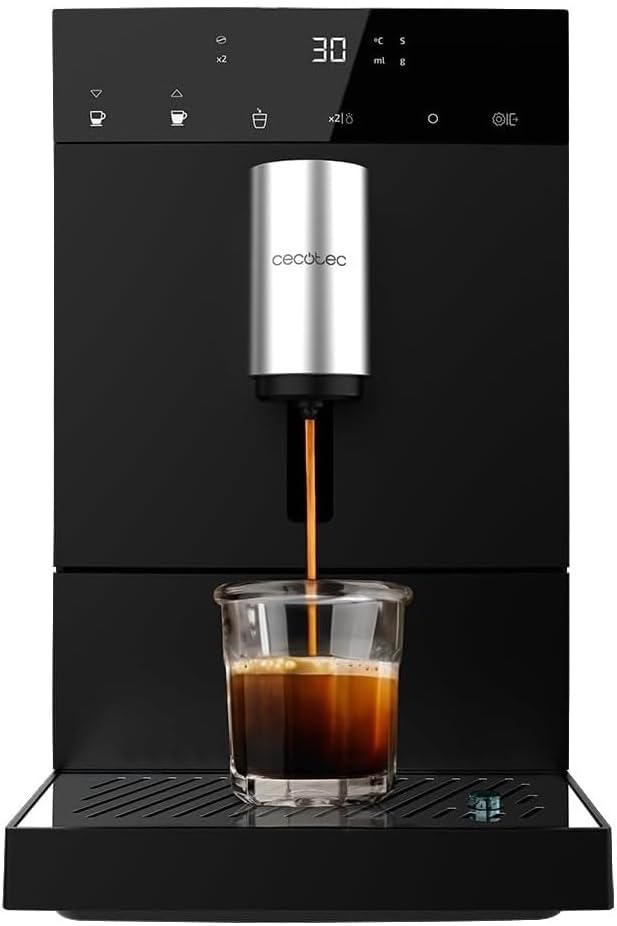Cecotec Superautomatische Kompakt-Kaffeemaschine Cumbia Cremmaet Compact, 1350 W, 19 Bar und Thermoblock-System, 1,1 L Wassertank und 150 g Kaffeebehlter, Plug&Play, automatische Reinigung
