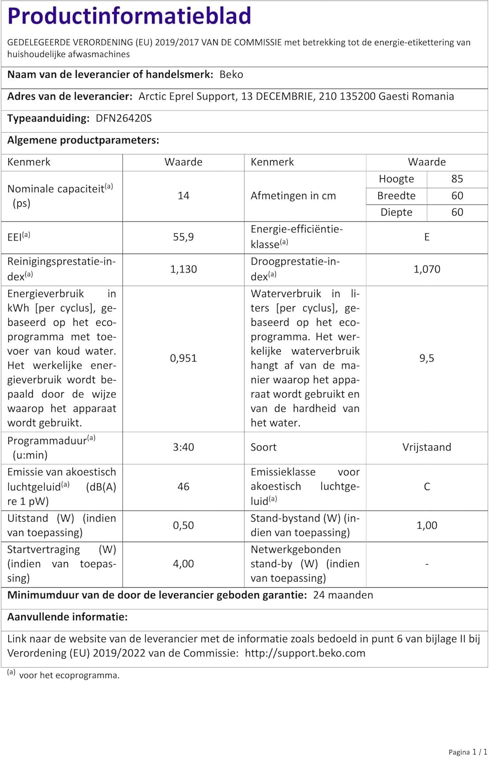 Beko BDFN26420W b300 freistehender Geschirrspüler, unterbaufhig, Platz für 14 Magedecke, Pro Inverter Motor, TrayWash, HygieneIntense, 6 Programme, WaterSafe+, Wei