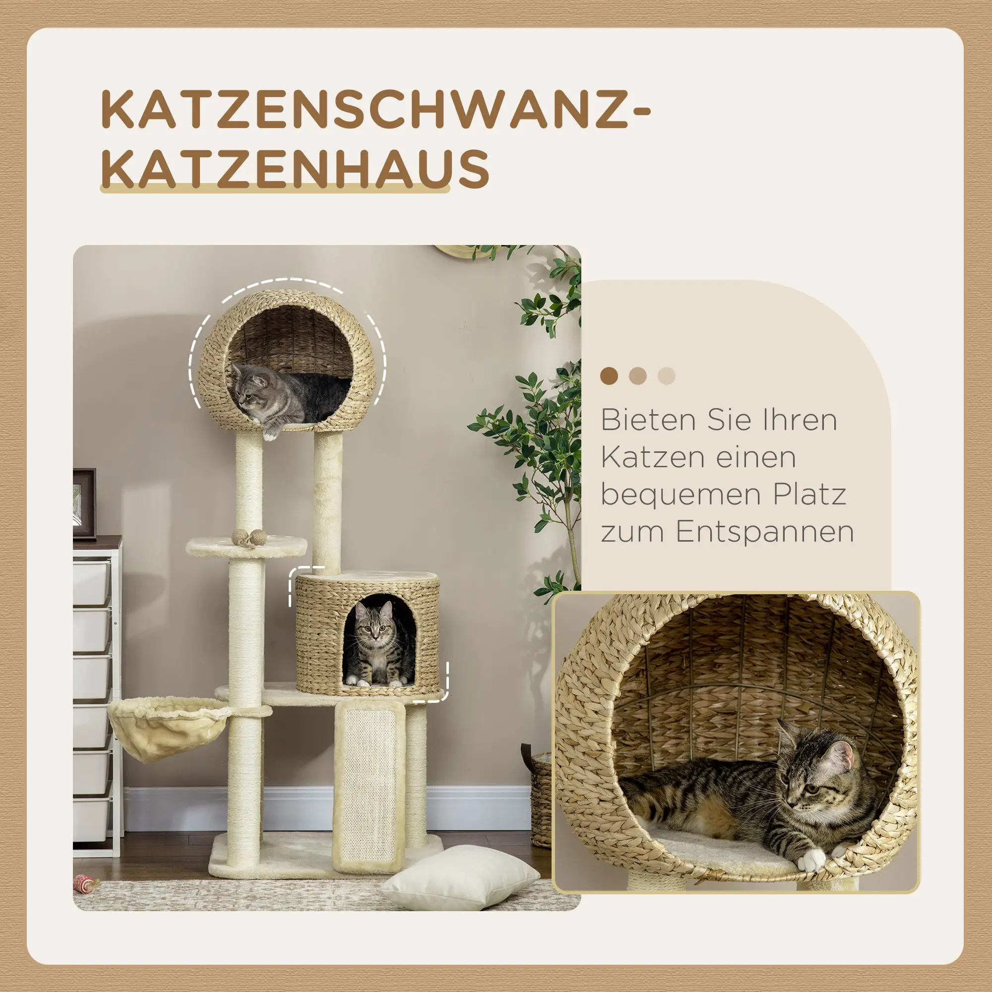 PawHut Kratzbaum Katzenhaus mit Hängematte und Aussichtsplattform