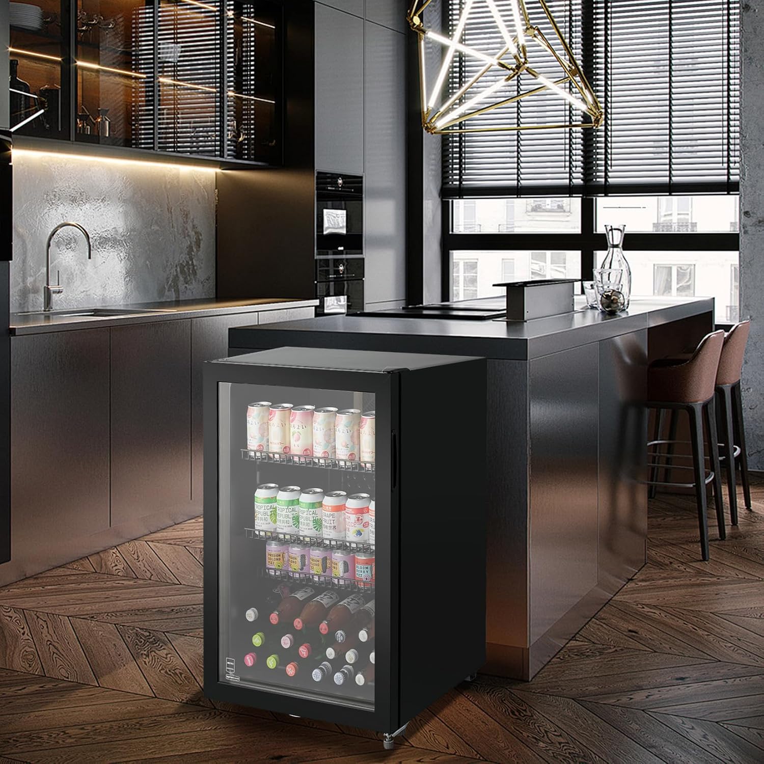 METRO Professional Mini-Kühlschrank GPC1088, 88 L, 1.052 kWh/24h, 3 Edelstahl-Drahtböden, schwarz