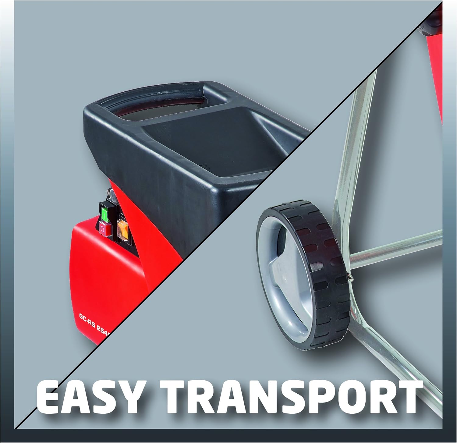 Einhell Elektro-Leisehäcksler GC-RS 2540 (Schneidwalze, Drehrichtungsumschalter, große Trichteröffnung, robustes Fahrgestell, inkl. Gartenabfallsack)