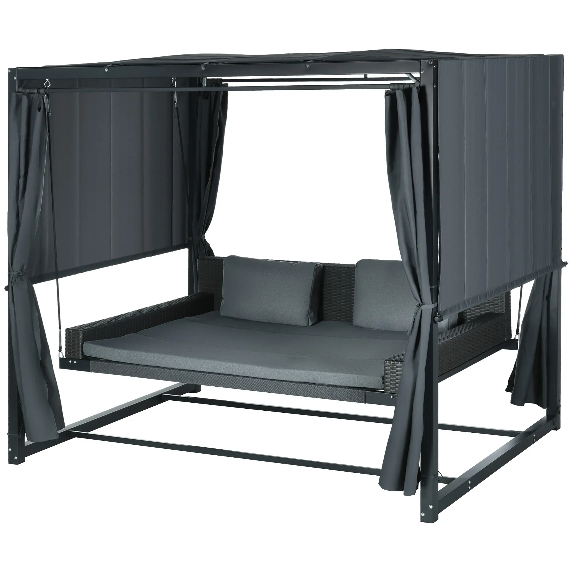 Outsunny Hollywoodschaukel Outdoor 3-in-1 mit Baldachin & Sichtschutz