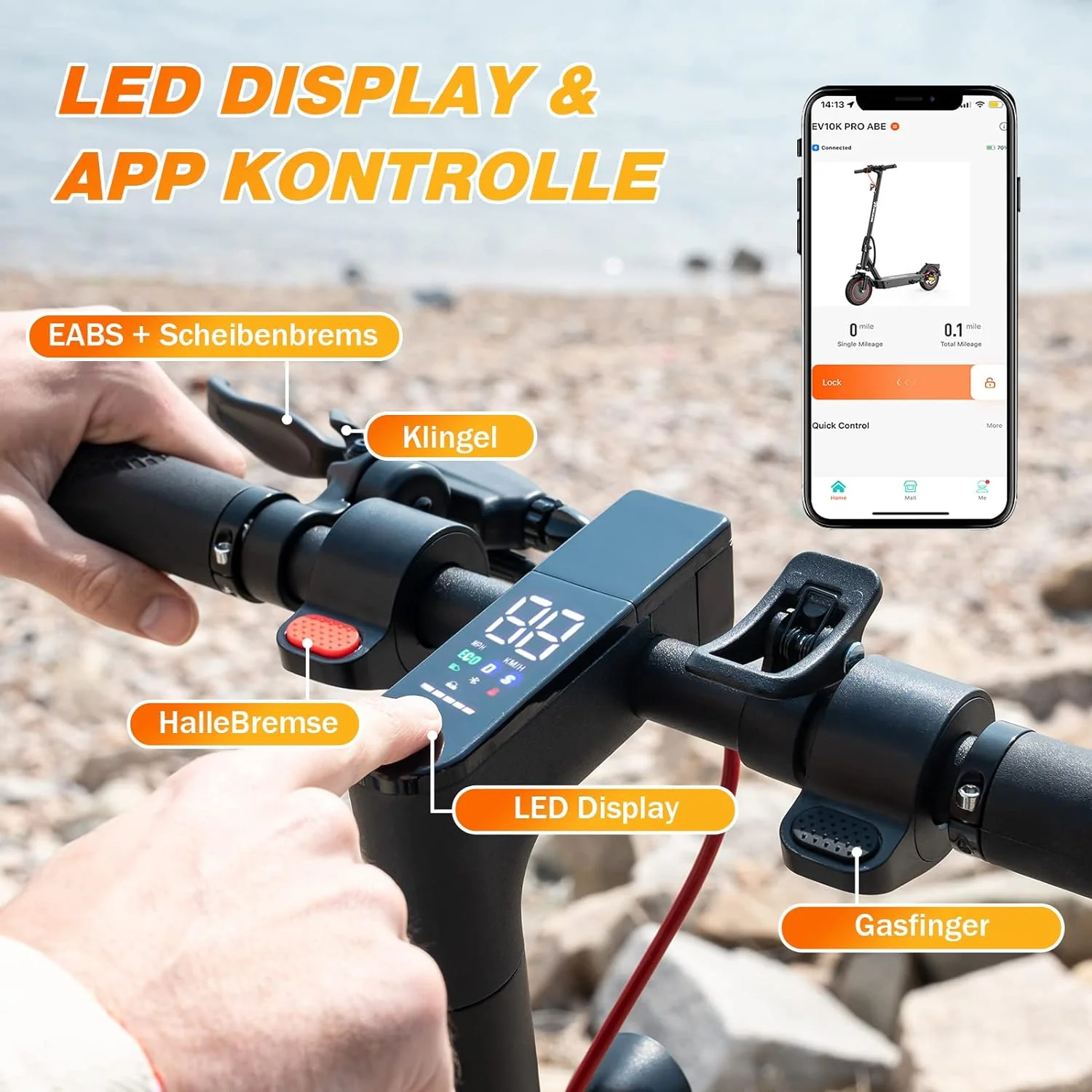 EVERCROSS EV10K Pro ABE E-Scooter mit 400W Motor, 35 km Reichweite, 10-Zoll-Honeycomb-Reifen und IP54 Schutz