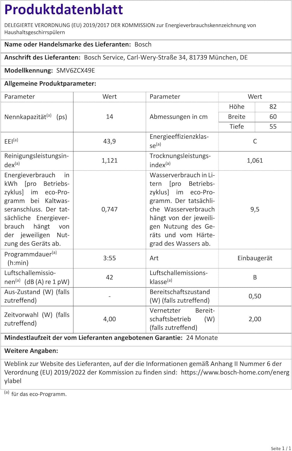 Bosch Hausgerte SMV6ZCX49E Serie 6 er Geschirrspüler Vollintegriert, Besteckschublade, Silence Programm besonders leise, PerfectDry mit Zeolith trocknet sogar Kunststoff