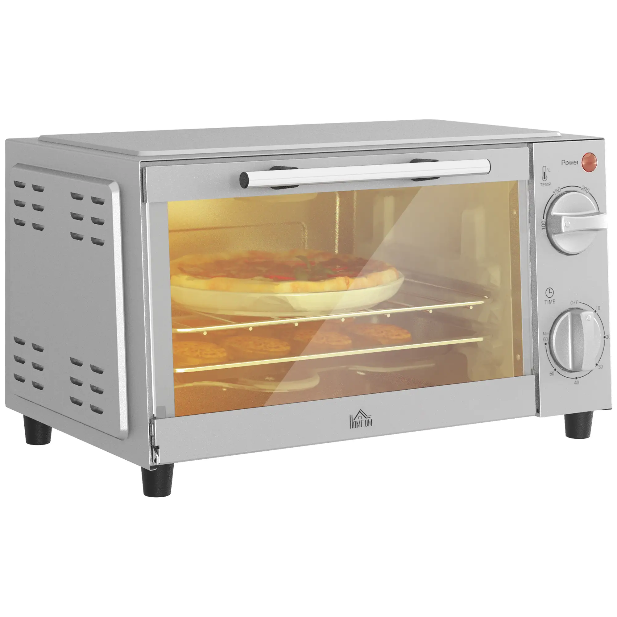 HOMCOM Minibackofen Elektro mit Timer & Sichtfenster Edelstahl