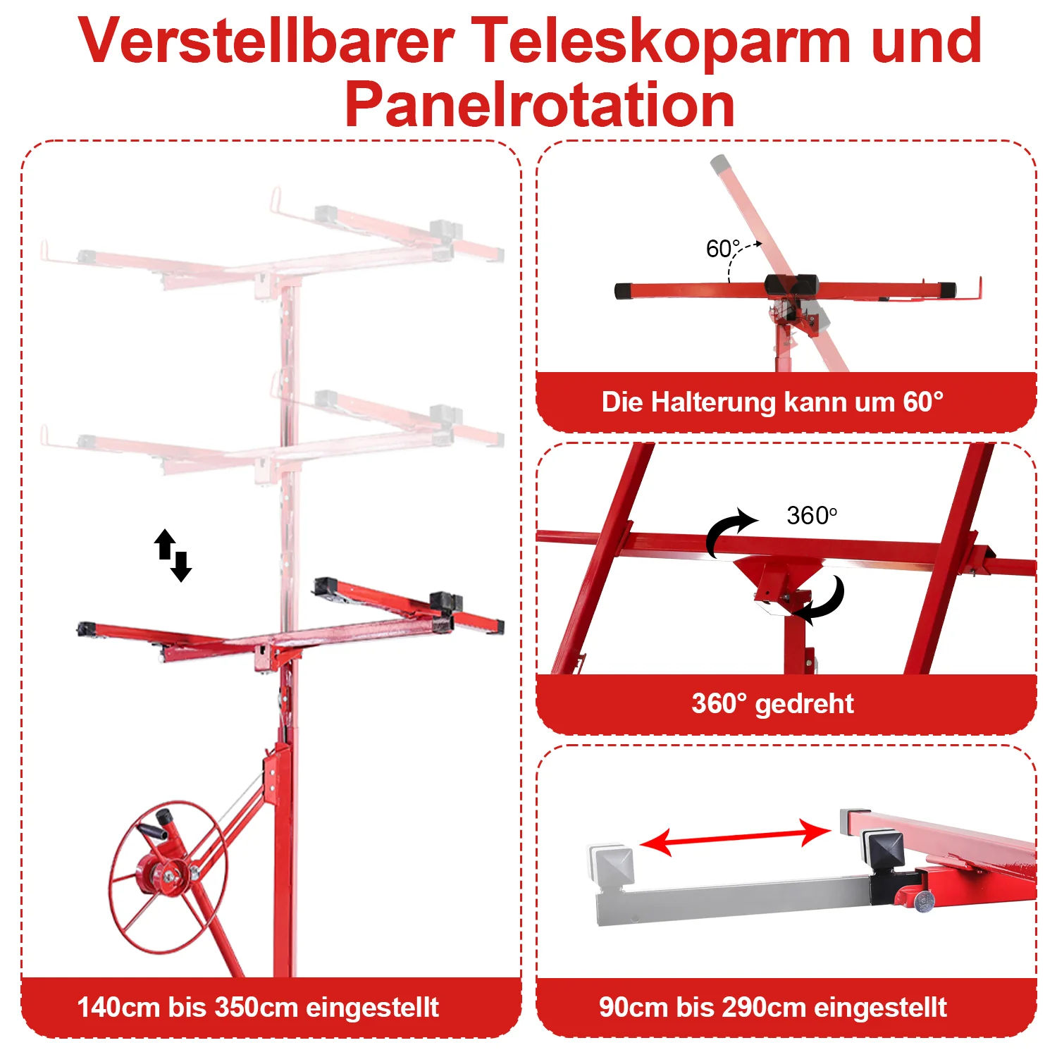 Sonnewelt Plattenheber 68 kg Traglast klappbar hhenverstellbar 140 cm -350 cm