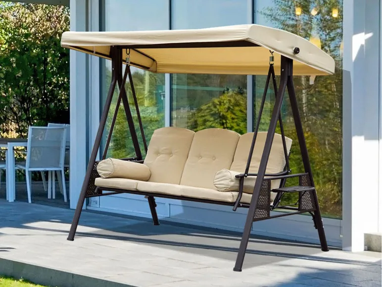 Outsunny Hollywoodschaukel, 3-Sitzer, mit Polsterung