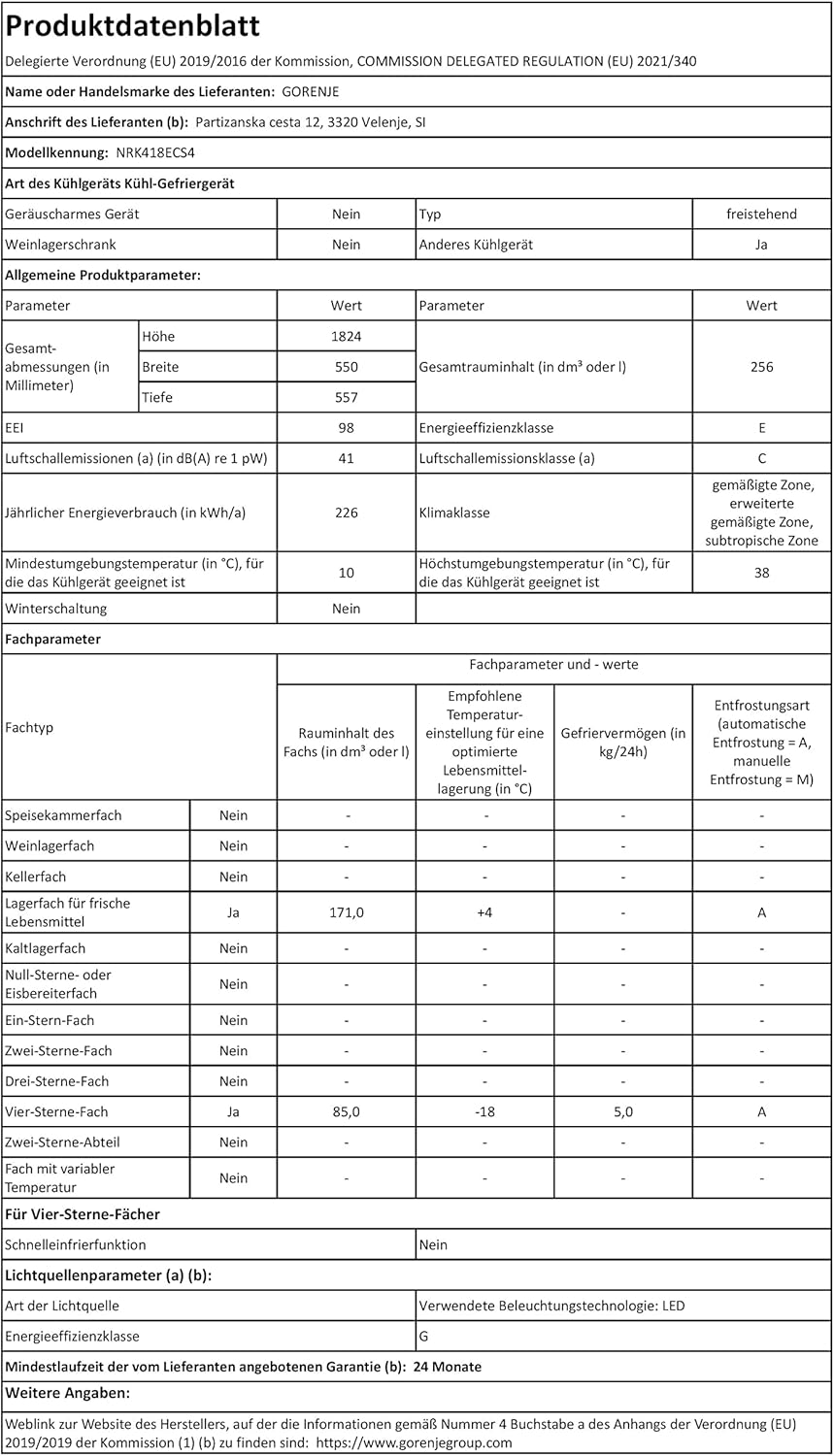 Gorenje N 619EAW4 Kühl-Gefrier-Kombination / LED Display / 186 cm / 300 l / NoFrostPLus / Gemüsefach mit Feuchteregler / FastFreeze / weiß