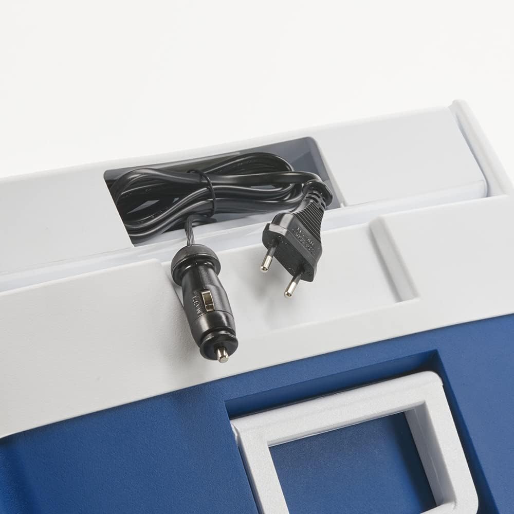 Mobicool MT48W AC/DC - elektrische Kühlbox mit Rollen passend für eine komplette Getrnkekiste / Bierkiste, 48 Liter, 12 V und 230 V für Auto, Lkw, Boot, Reisemobil und Steckdose, Blau