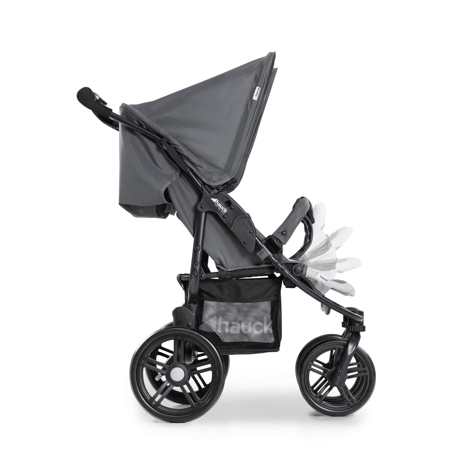 hauck Geschwisterwagen Roadster Duo SLX, Zwillingsbuggy ab Geburt bis 15 kg (ca. 3 Jahren) mit Liegefunktion, XL Korb, Einfach und Klein Zusammenklappbar, Große Räder (Grey/Silver)