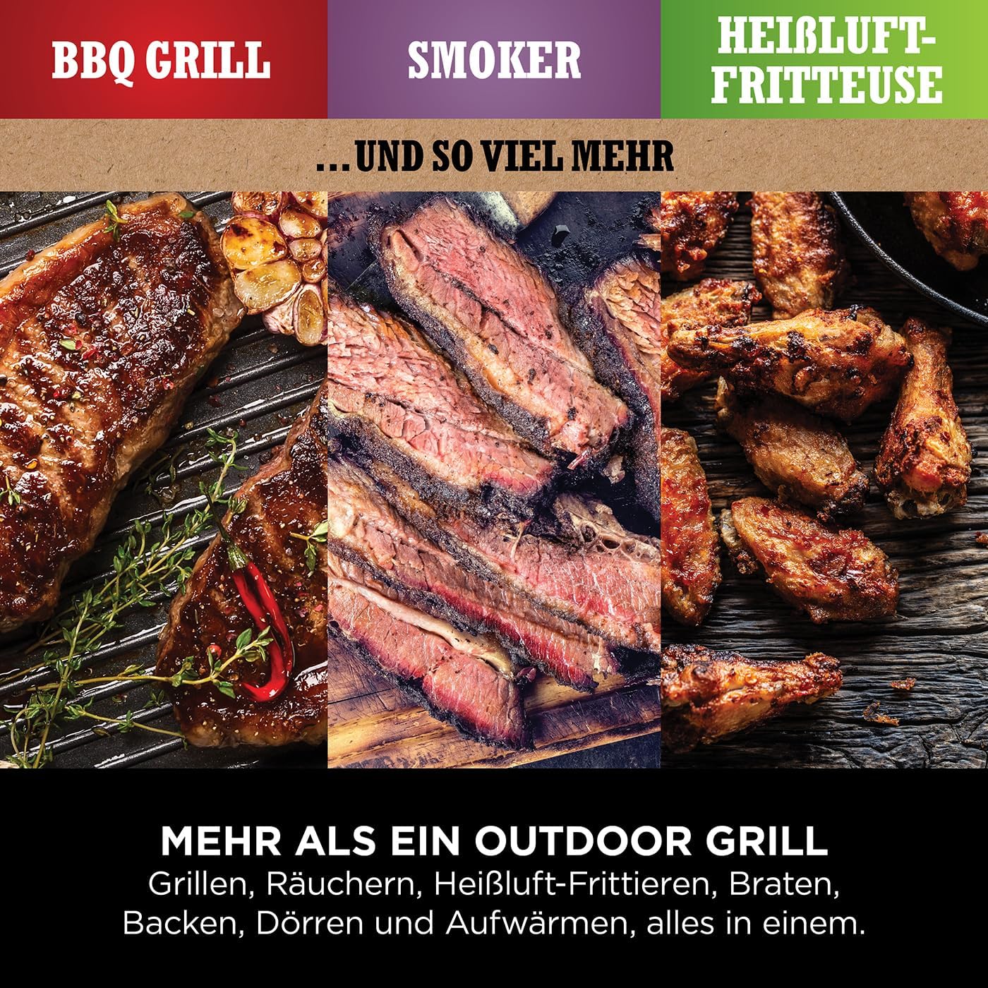 Ninja Woodfire Electric BBQ Grill & Smoker & Air Fryer, 7-in-1 Outdoor BBQ Grill, Air Fry, Smoke, Roast, Bake and more, Weather Resistant, Non-Stick, Portable, Electric, Grey/Black OG701EU