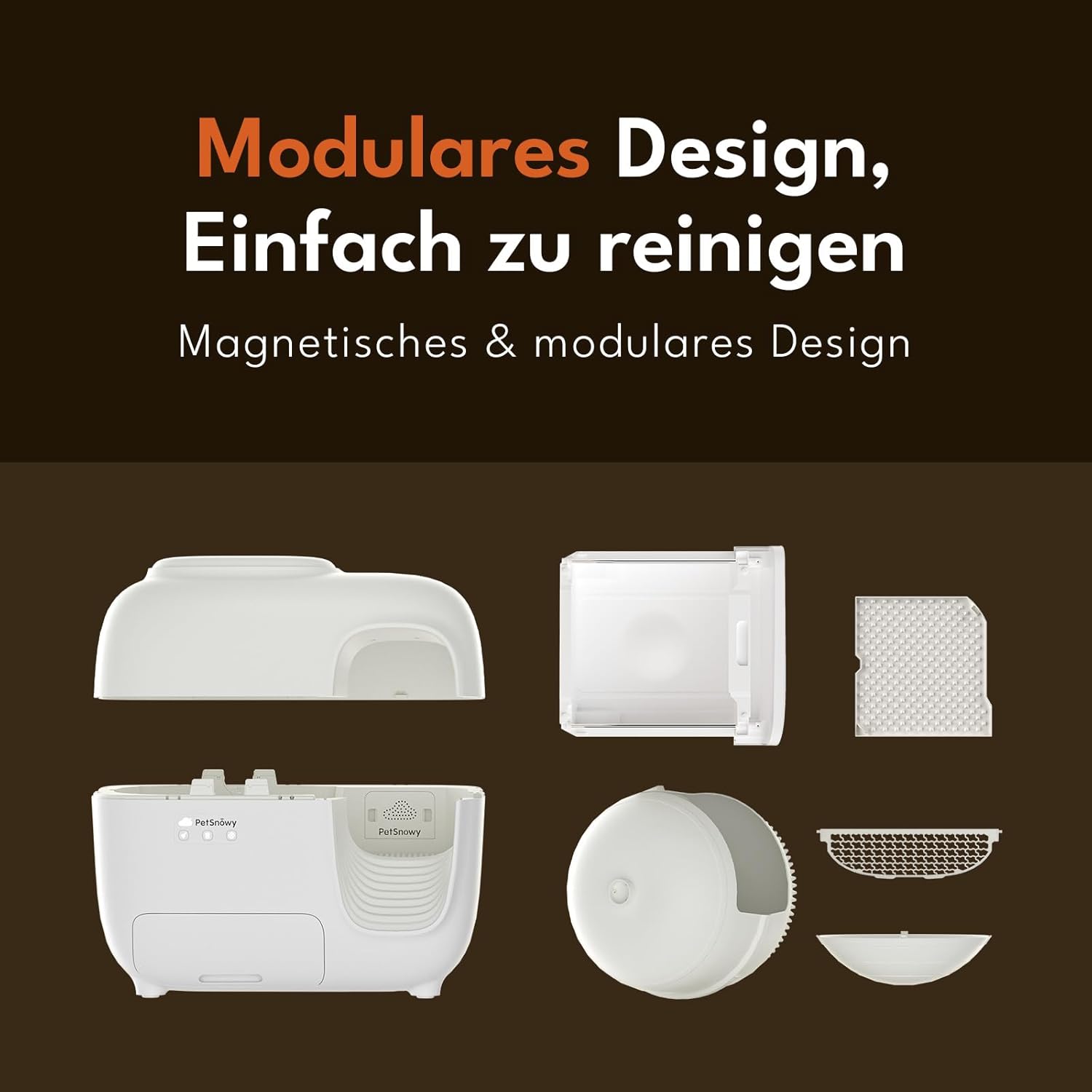 PetSnowy Katzenklo Selbstreinigend Katzentoilette mit TiO2-Geruchskontrollsystem, App-Steuerung, Auto-Packing für große Katzen & Mehrkatzenhaushalte 1,5-9 kg, Max Kapazität von 83L (2025 Premium)