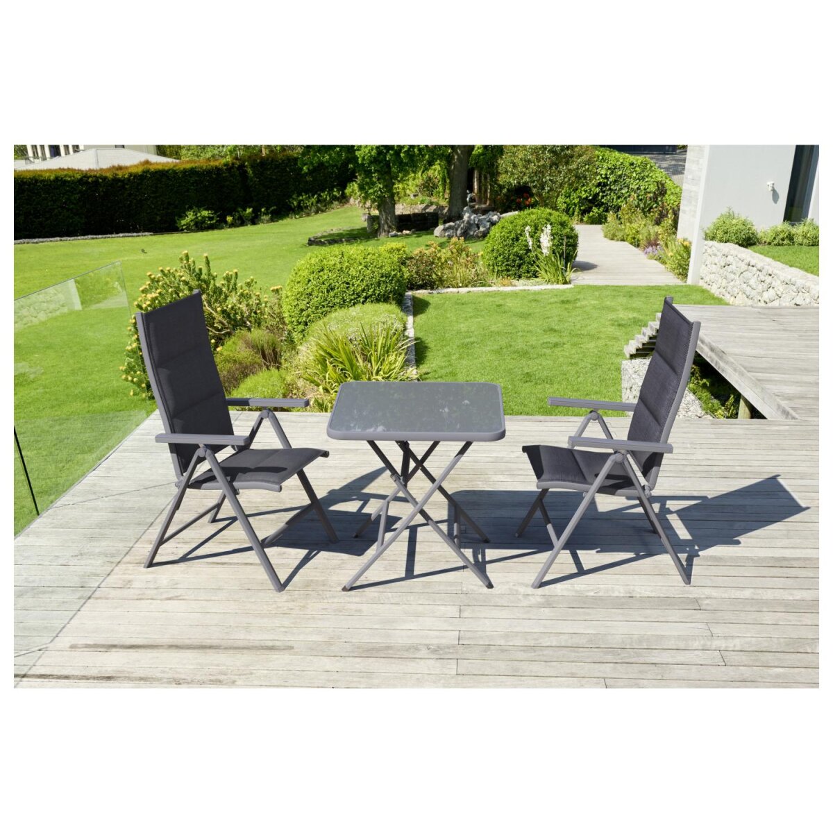 LIVARNO home Alu-Glastisch »Houston / Toronto«, klappbar, grau - B-Ware sehr gut