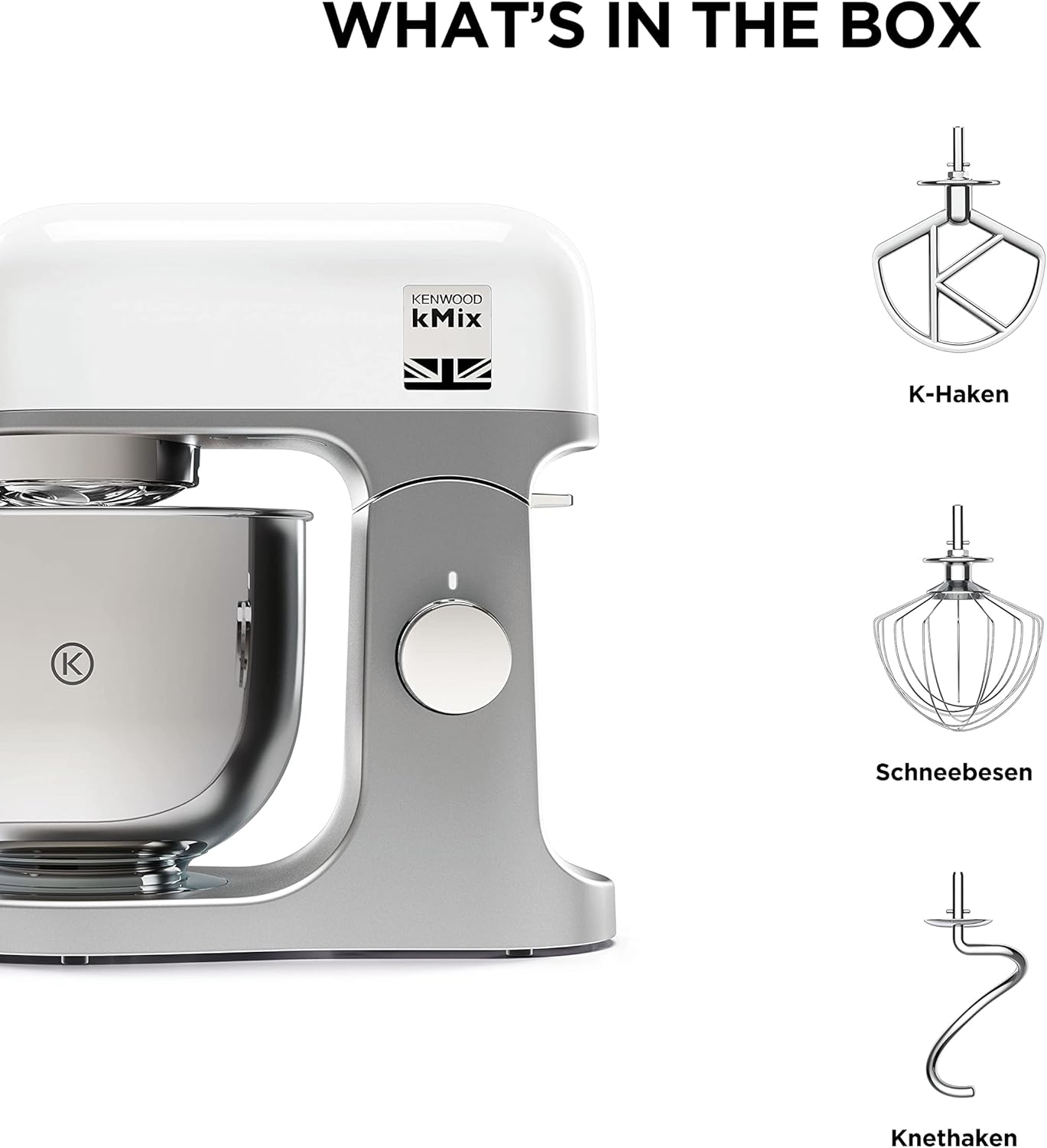 Kenwood kMix KMX750RD Küchenmaschine, 5 l Edelstahl Schüssel, Safe-Use-Sicherheitssystem, Metallgehuse, 1000 Watt, inkl. 3-Teiligem Patisserie-Set und Spritzschutz, Rot