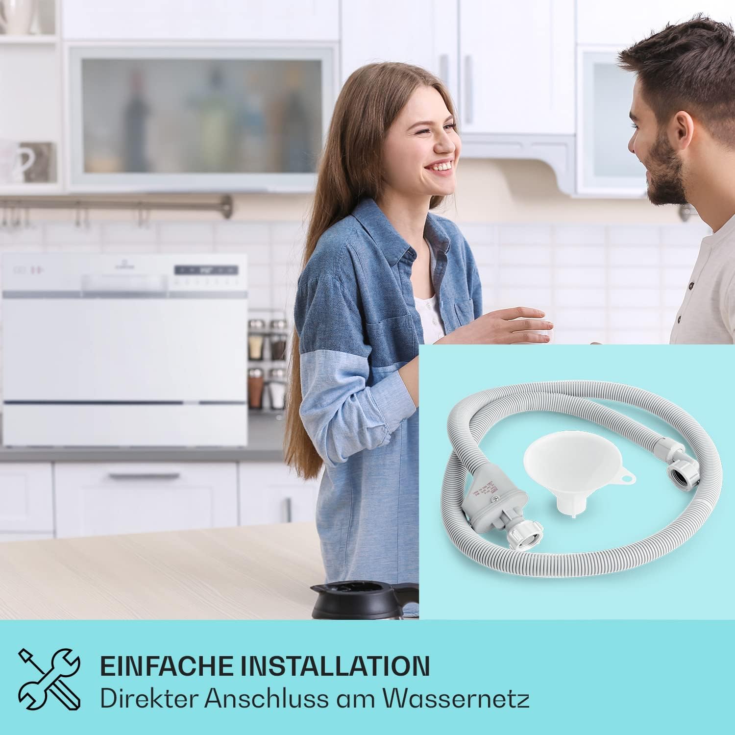 Klarstein ia 8 - Spülmaschine, Geschirrspüler, Freistehend, Teilintegriert, F, 55 cm breit, 8 Maßgedecke, 6 Programme, Aquastop, silber