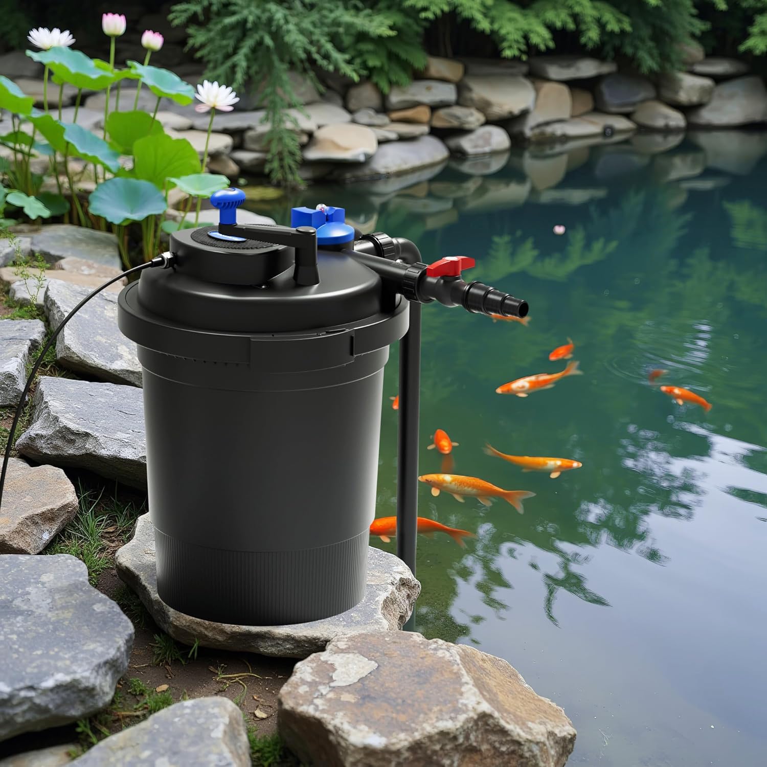 SunSun CPF-15000 Druckteichfilter 10.000 l/h / 18 W UVC Einheit, Teichdruckfilter für Teiche bis 30.000 Liter, Teichklärer, Filteranlage