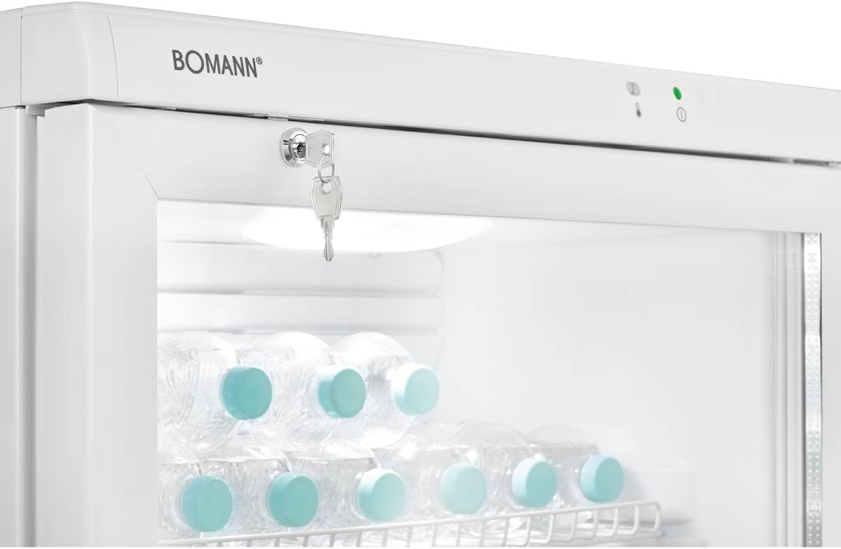 Bomann Kühlschrank mit Glastür | Getränkekühlschrank abschließbar | 6 höhenverstellbare Ablagen | 30kg je Ablage | 347 Liter | Kühlschrank groß | Flaschenkühlschrank m. LED-Licht | KSG 7351 schwarz